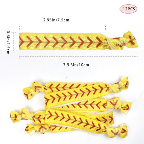 Softball Hair Ties - 12 Pack No Crease Elastic Bands for Girls