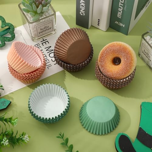 400 Pcs Sage Green & Brown Cupcake Liners - Woodland Theme
