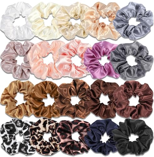 Satin Scrunchies for Thick Hair - 20 Pcs Luxury No-Damage Hair Ties
