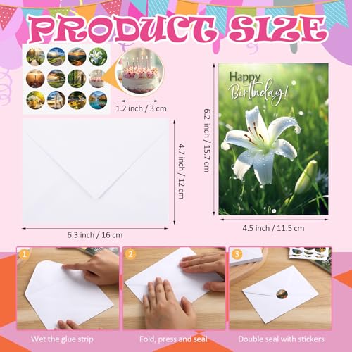 Gersoniel 24 Pack Religious Birthday Cards with Scripture