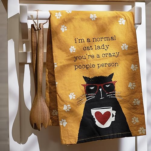 Funny Cat Lady Kitchen Towel - 28" Cotton Dish Towel