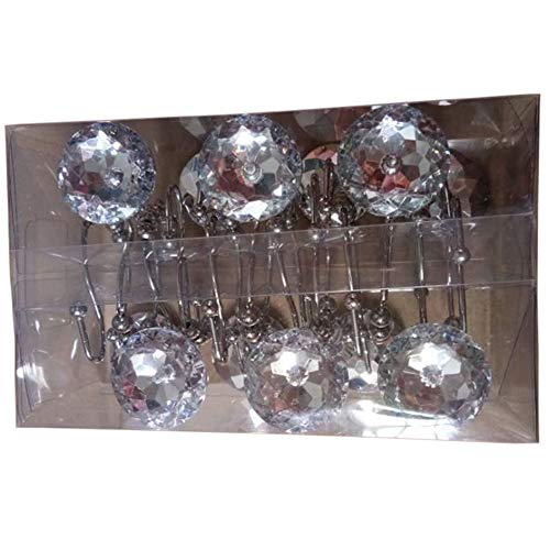 Luxury Way Rhinestone Shower Curtain Hooks - 12 Pack, Rustproof