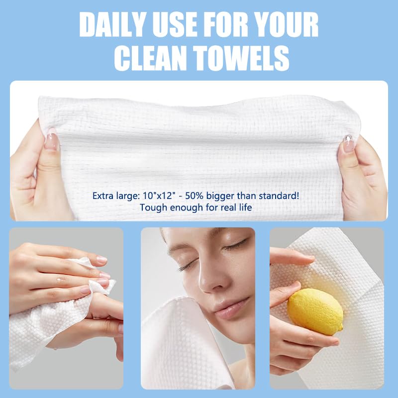 OHOO Disposable Face Towels 100 Count - Thick & Soft Makeup Remover