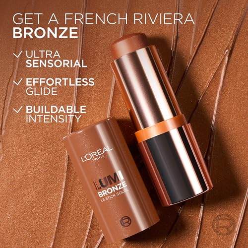 L'Oreal Paris Lumi Bronze Le Stick Soleil Bronzer - Cream-To-Powder for Sun-Kissed Glow, 130 Sunset Doré