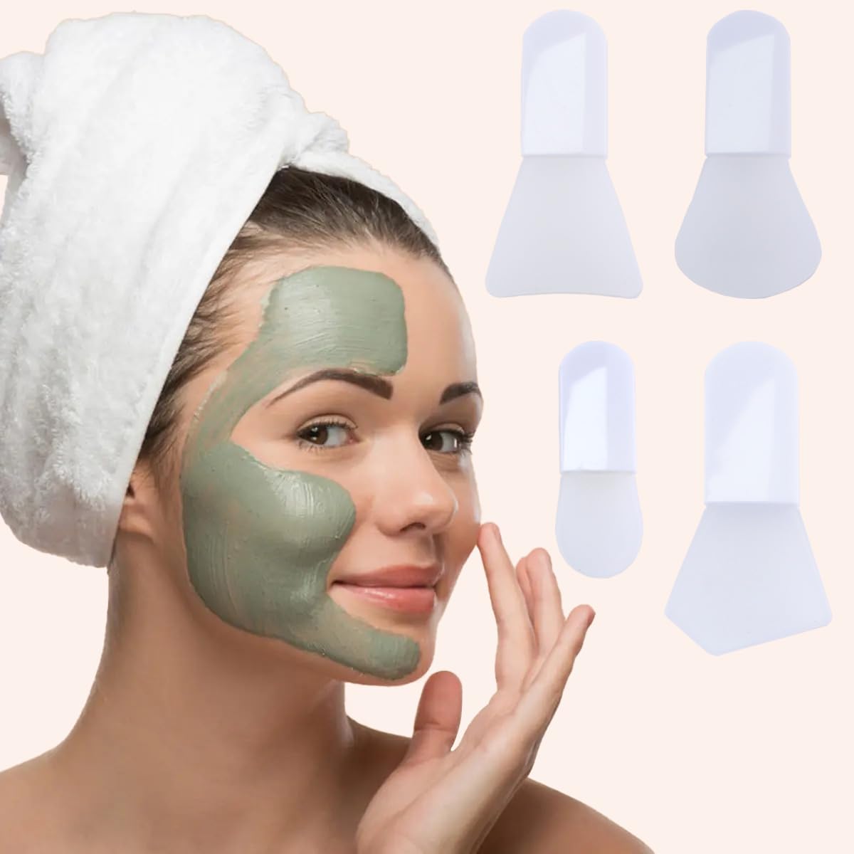 Silicone Face Mask Applicator Brush Set - 4 Pcs Portable Beauty Tools for Mud, Clay & Eye Masks | Ideal for Skincare