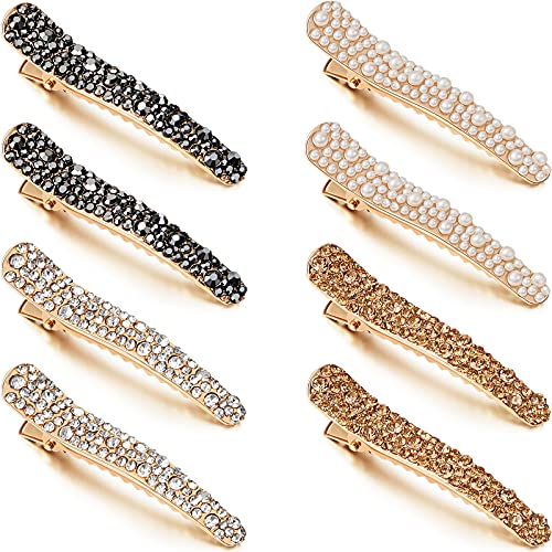 WILLBOND 16-Piece Pearl Rhinestone Duckbill Hair Clips Set