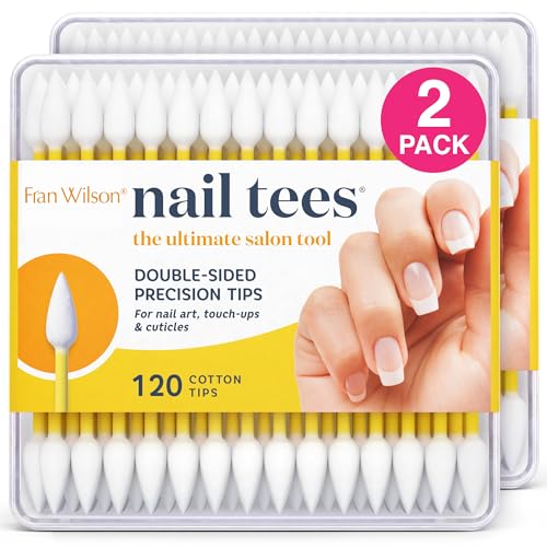 Fran Wilson Double-Pointed Nail Tips Cotton Swabs 120 Count (2 Pack) - Precise Manicure & Pedicure Tools