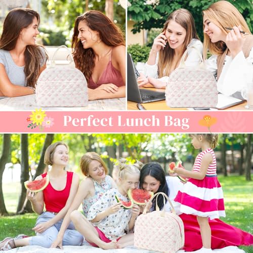 Aileam Quilted Floral Insulated Lunch Bag - Large Capacity Tote