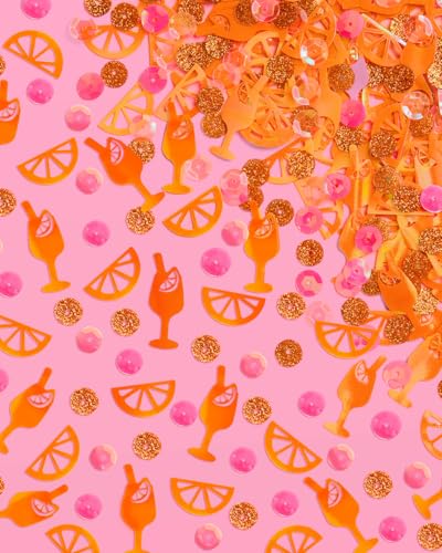 200-Piece Confetti Mix - Orange Pink Sequin Glitter for Parties