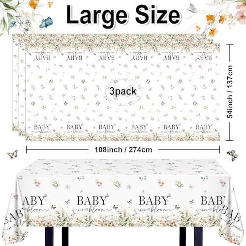 3 Pcs Happy Retirement Tablecloths - Wildflower Design, 108x54 in