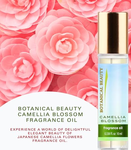 Botanical Beauty Camellia Blossom Fragrance Oil Roll-On 0.33 Fl Oz - Long Lasting Perfume for Women & Men, Jasmine, Magnolia, Lilac, Tiare