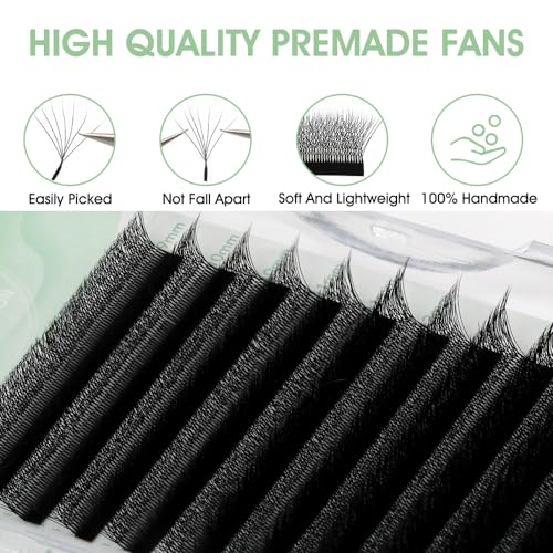 NATUHANA 7D W Clover Lash Extensions 0.07 C Curl 8-14mm - Premade Fans