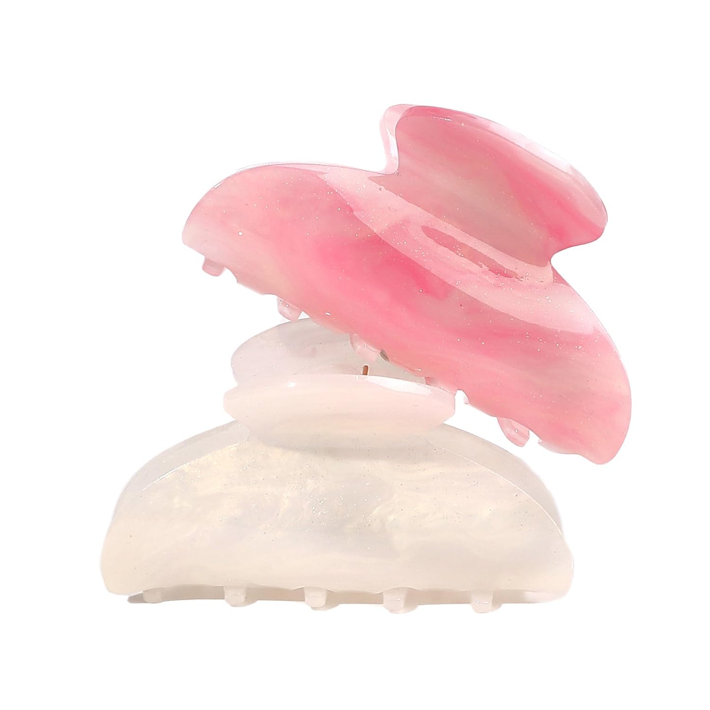 Cloud White Hair Claw Clip - Strong Hold for Thick or Thin Hair | 4.1 Inch Premium PC Material + 2 Black Satin Scrunchies