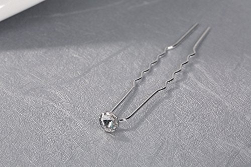 GBSTORE 12Pcs Clear Rhinestone Hair Pins - Sparkly Wedding / Party Accessories