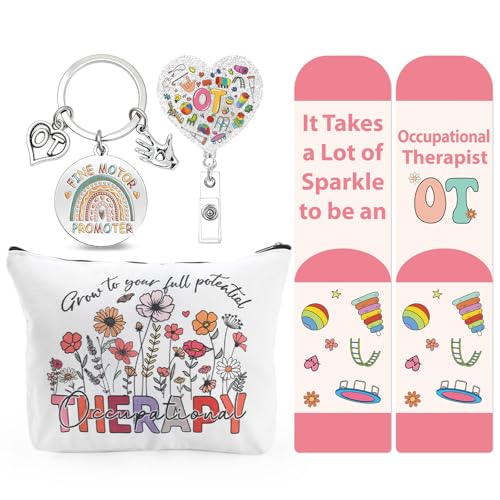 Occupational Therapy Gift Set - OT Badge Reel, Makeup Bag, Keychain & Socks