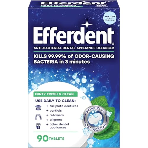 Efferdent Plus Mint Denture Cleanser | 90 Tablets (Pack of 1)