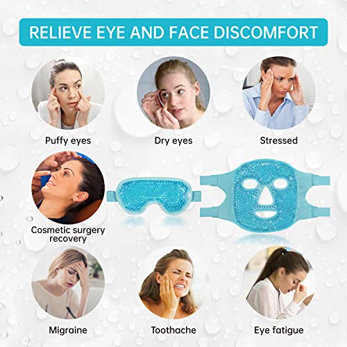 ZNÖCUETÖD Blue Cooling Mask Ice Pack for Face & Eyes - Hot/Cold Compress