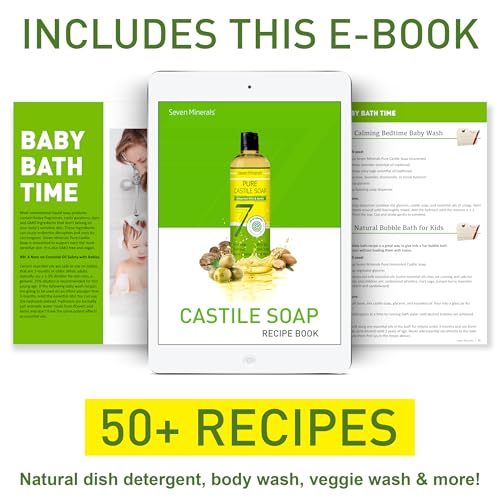 Seven Minerals Pure Castile Soap - Unscented, Vegan & Gentle for Sensitive Skin - 8 Fl Oz