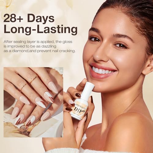 AzureBeauty Dip Powder Liquid Set 4+4pcs, 15ml Nail Kit for DIY & Salon