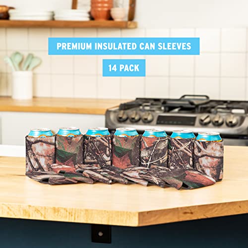14-Pack Insulated Beer Can Cooler Sleeves - Natural Camo, HTV Friendly