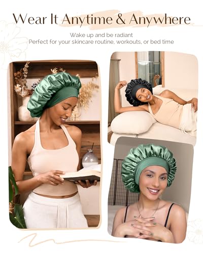 YANIBEST Satin Sleep Bonnet for Women, Comfortable Hair Care, One Size Black
