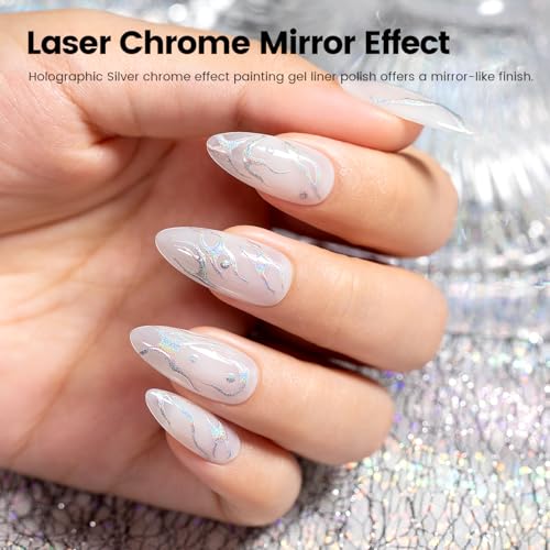 Metallic Chrome Gel Liner Nail Art Set - Silver & Bronze Gold 2Pcs