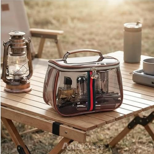Large Clear Waterproof Retro Vanity Bag – Transparent Cosmetic Organizer