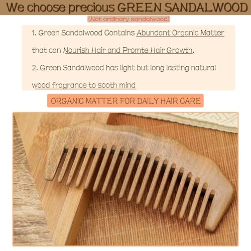 Moreinday Wide Wooden Comb for Hair & Beard, Scalp Massage & Oil Distribution