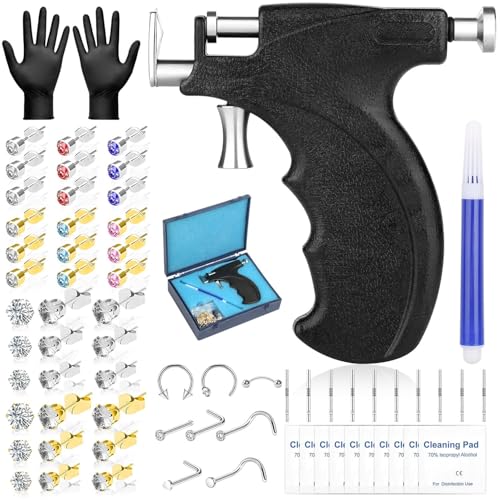 Professional Ear and Nose Piercing Gun Kit with Studs and Earrings