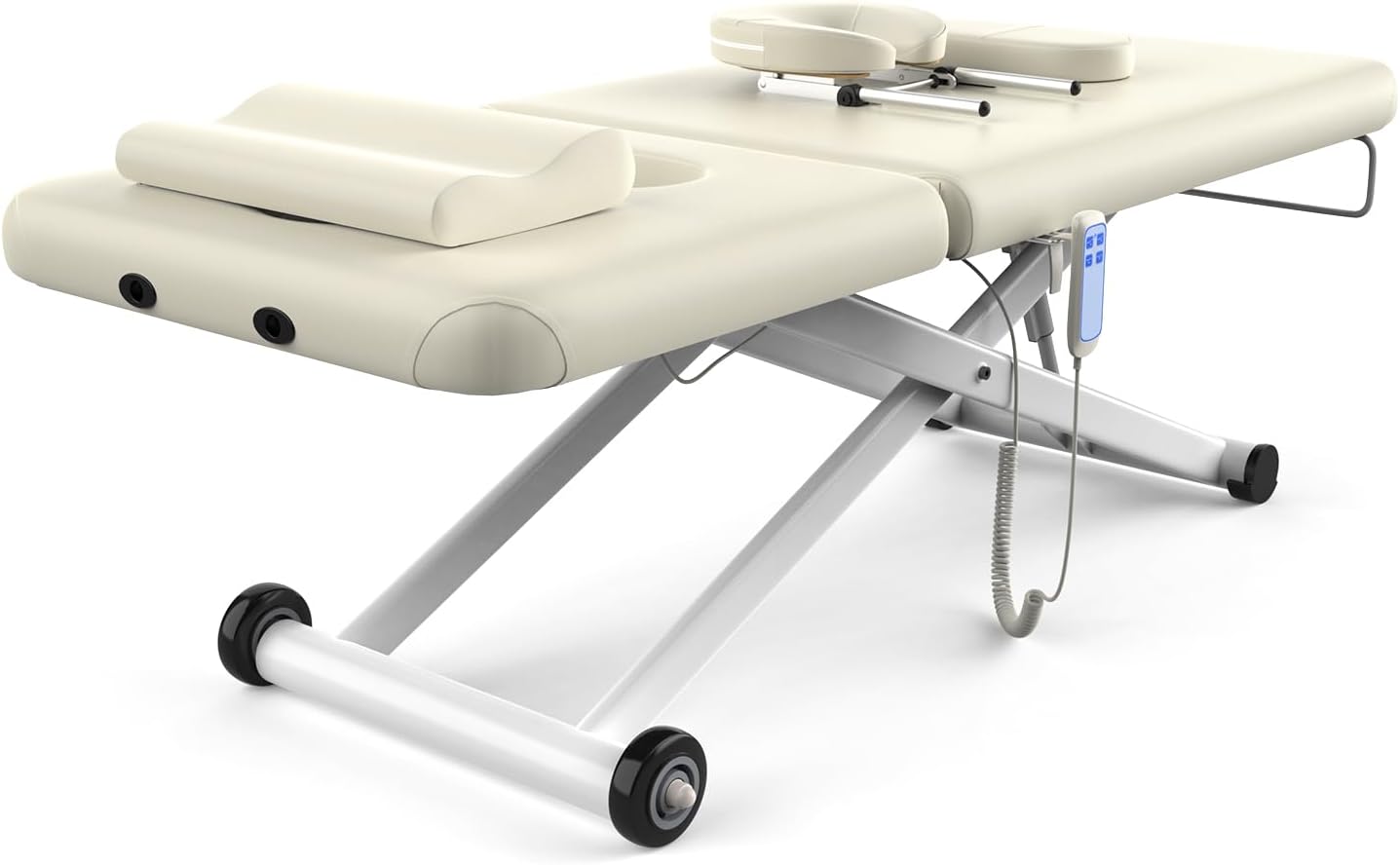 Electric Massage Table - Heavy Duty 2 Motor Adjustable Lift for Spa & Treatment | 31.2" Wide x 75" Long, White