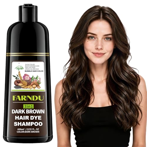Dark Brown Hair Dye Shampoo 3-in-1 for Gray Coverage - 15 Min