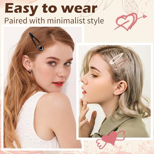 Gingbiss 50Pcs Metal Snap Hair Clips Set with Case – Non-Slip Barrettes