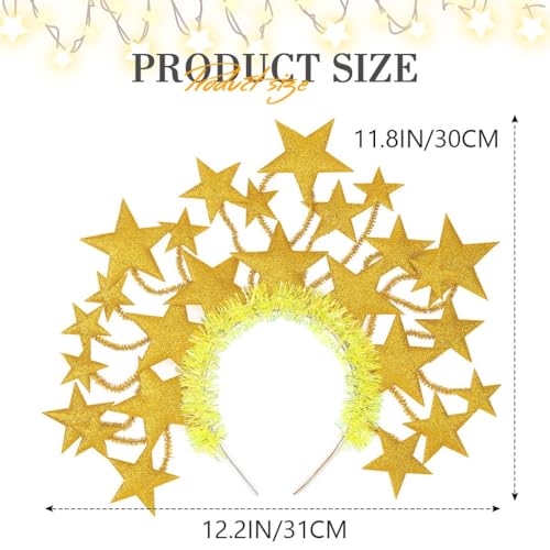 Gold Light Up Star Crown Headband - Glow Party Hair Accessory