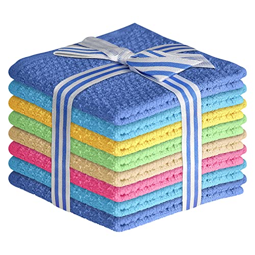 Quick-Dry Cotton Washcloths - 8 Pack, 12x12 Inch for Face & Body