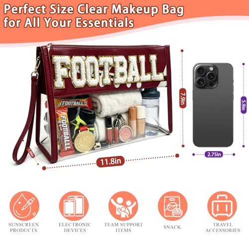 SUMINGGO Football Mom Essentials Clear Stadium Bag - Brown, TSA Approved