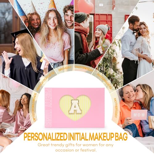 Mibasies Personalized Initial Makeup Bag Set - Travel Toiletry Organizer