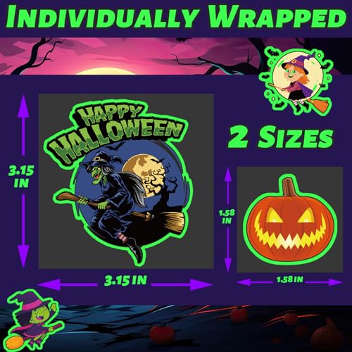 Glow in the Dark Halloween Temporary Tattoos for Kids - 340 Pack