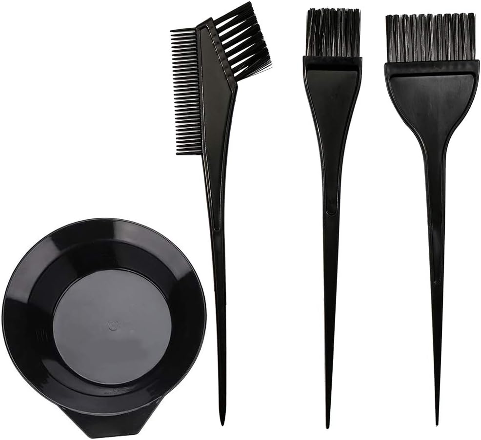 Hair Dye Brush and Bowl Set - Mixing Bowl & Tint Comb Tool for Easy Hair Coloring | Black
