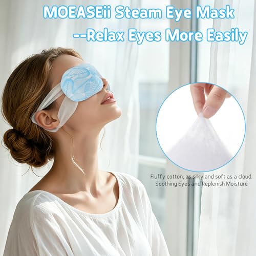 MOEASEii Self-Heating Steam Eye Mask for Dry Eyes - 20 Pack Unscented