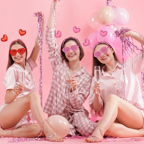 Valentine's Heart Headbands & Heart-Shaped Sunglasses Set - Red & Pink, 24 pcs