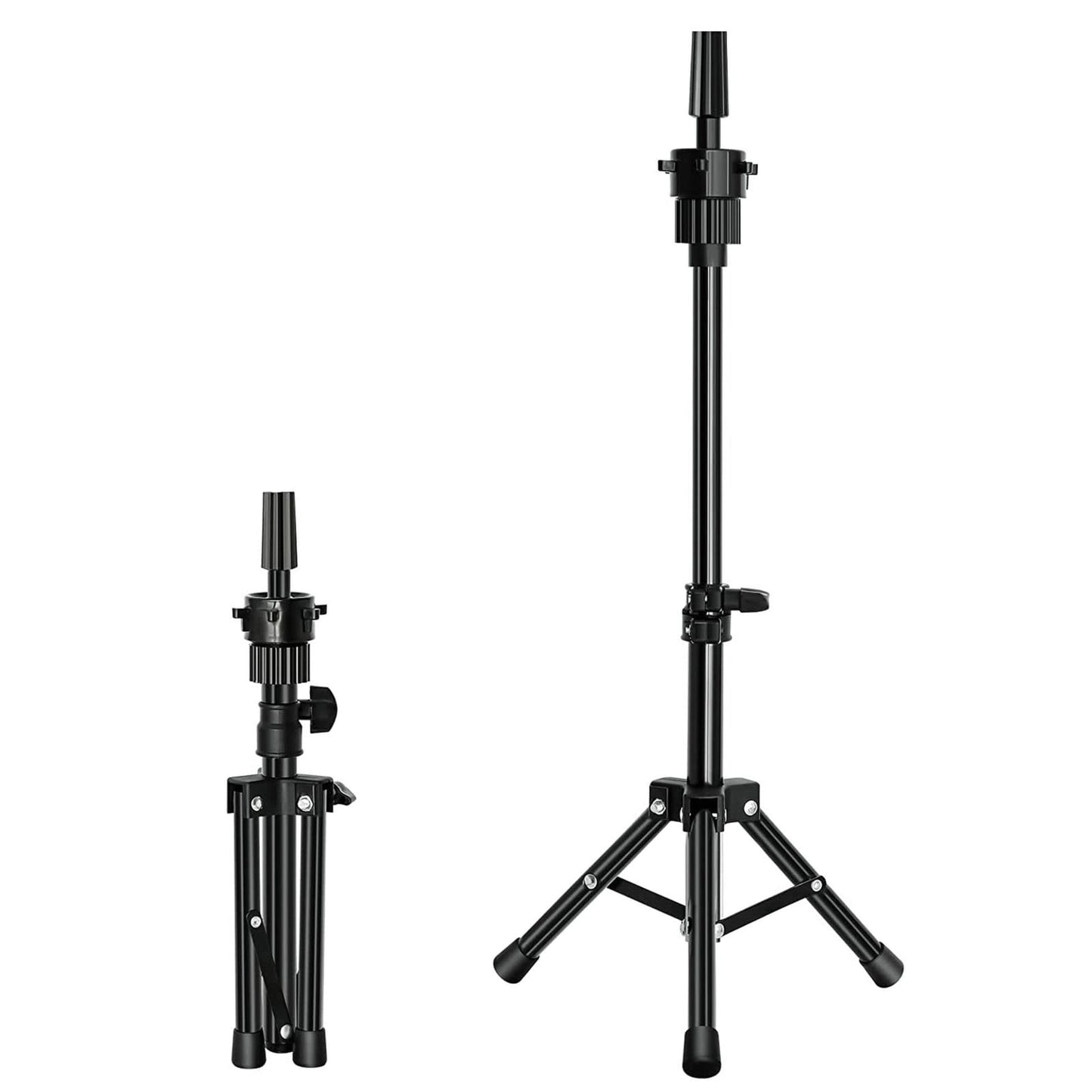 FUTAI Mini Adjustable Wig Stand Tripod Metal Holder for Mannequin Head Canvas Foam Head Hairdresser Practice Cosmetology Braiding Styling Salon Display