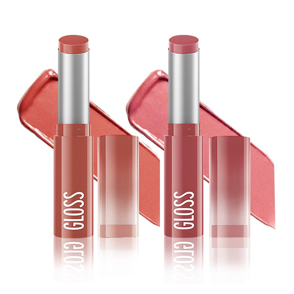Moisturizing Butter Lipstick for Women - Nourishing Vegan Lip Balm | 2-Pack Rose & Brown Black