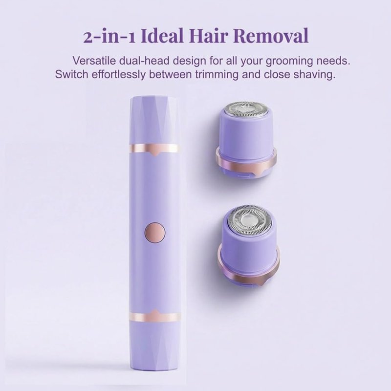 Bikini Trimmer for Women, 2 in 1 Electric Razors for Women, Rechargeable Pubic Body Hair Trimmer Electric Shaver for Legs Body Hair, Waterproof Easy Clean, Ceramic Blade for Underarm Leg Arm (Purple)