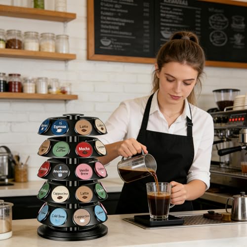 K Cup Holder for Keurig - 40 Pod Carousel Organizer with 360° Spin
