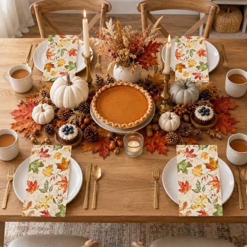 Fall Leaf Paper Napkins - 100pcs Decorative Hand Towels