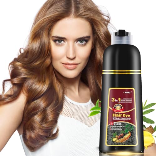 Leorx 3-in-1 Brown Hair Dye Shampoo for Men & Women - L-Brown