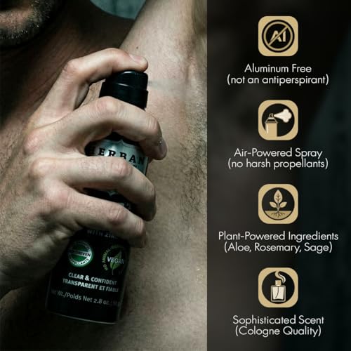 Herban Cowboy Men's Dry Spray Deodorant Sport 2.8 oz Vegan, Paraben-Free, No Phthalates