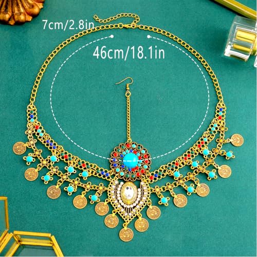 Urieo Gold Egyptian Headpiece with Turquoise Hair Jewelry