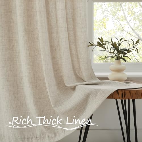 Tollpiz Semi-Sheer Linen Door Curtain Panel - 25x40" Natural
