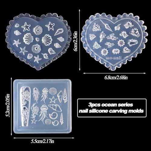 3D Silicone Nail Molds - Ocean Themed Starfish & Shell Designs (3Pcs)